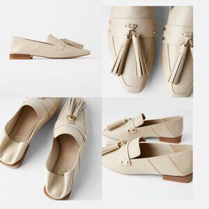 New Zara tassel leather loafers flats women shoes size 6.5